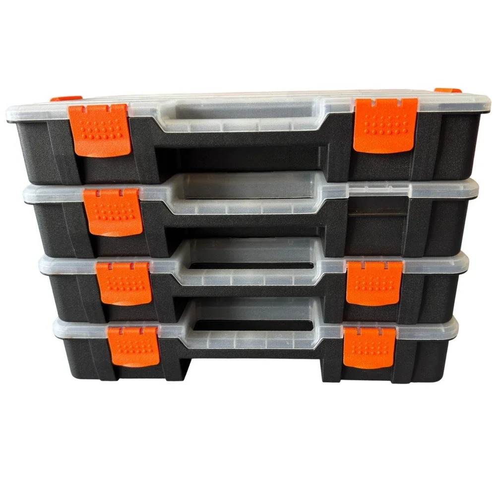 Tactix 2-in-1 Interlocking Tool Organizer Set Black Orange Hardware Storage Case